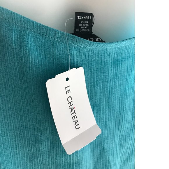 Le Chateau PLUS SIZE Turquoise Mint Blue Green Crepe Flowing Blouse Tank Top NWT - Picture 2 of 2